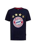 großer Logo-Print vorne FC Bayern München T-Shirt Logo Navy Kids, Fanshirt mit großem FCB-Emblem, 152