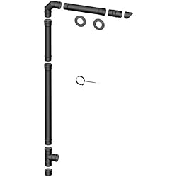 Conduit de fumées - Kit de tuyaux PLUS pour poêles à granulés Ø 80. Conduit de raccordement en acier inox AISI 316L laqué en noir mat. Marqué CE Fabriqué en Italie.