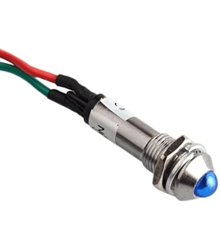 Pack De 10 Lampes Voyant LED 8mm 220V Bleues - Pour Panneaux électriques, Commandes, Circuits, Câble 20cm