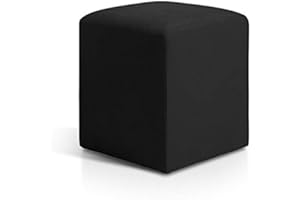 SUEÑOS ZZZ Puff reposapiés Otto otomana tapizada en Tela Antimanchas Color Negro