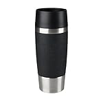 Emsa 513361 Isolierbecher, Mobil genießen, 360 ml, Quick Press Verschluss, Schwarz, Travel Mug