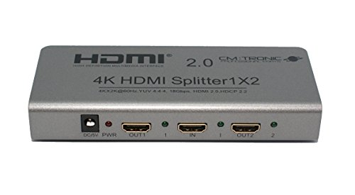 CM:TRONIC HDMI-Splitter 1x2 V2.0 HDCP2.2 2160P EDID RS232 IR 4Kx2K @ 60Hz UHD Ultra HD | HDMI 2.0a | HDCP 2.2 2 fach Verteiler