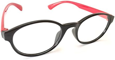 AKSHAJ&trade; Latest Fashion Round Black and Red Full Rim Transparent Spectacle Frame Shades