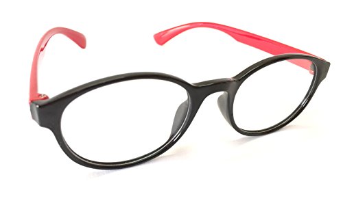 AKSHAJ&trade; Latest Fashion Round Black and Red Full Rim Transparent Spectacle Frame Shades