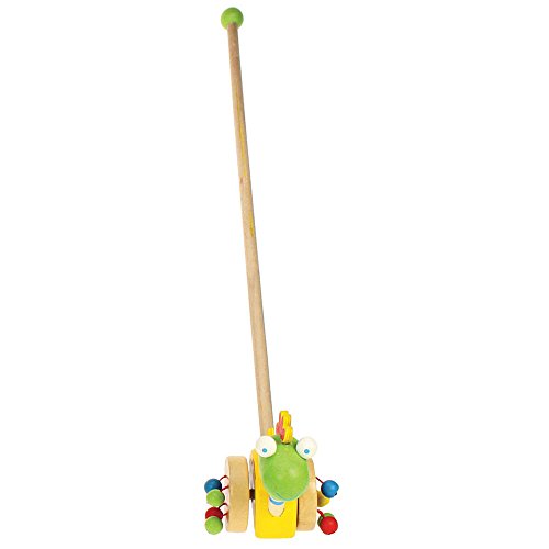 Bigjigs Toys Dinosaur Push Along (Yellow Body/Green Head)