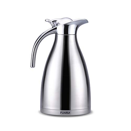 FUNRUI 1L vuoto brocca termica caraffa termica in acciaio INOX a doppia parete isolante pentola per succo caffè latte tè bevande Silver