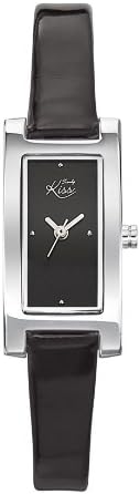 Trendy-TC 10030-02 Kiss Women's Quartz Analogue Watch-Black Face-Black Leather Strap