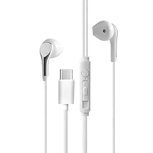 Gizmore Giz ME343 Type C Earphones for Rich Bass and Noise Reduction Unique Sports Earphone with USB Type C Port (Compatible with OnePlus, Oppo, VIVO, Samsung)-White