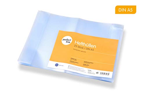 perfect line 25 couvertures de cahier transparent, plastique couvre livre DIN-A5, couverture de livre, protège-cahiers à reliure, film transparent, recouvre livre, housses de protection pour papier