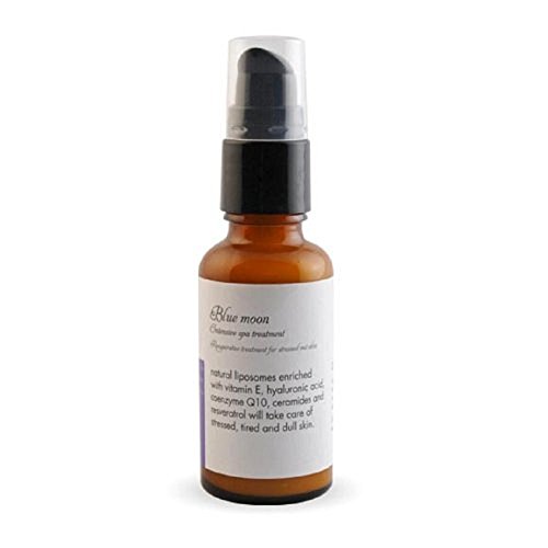 Kalis Blue Moon serum- natural anti aging, anti wrinkle and dark circle face and eye serum with hyaluronic acid, resveratrol, Coenzyme Q10, vitamin c and vitamin e. Botox effect. Filler and primer which smoothes and plumps. Vegan Italian skincare.