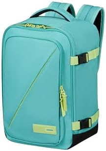 American Tourister Take2Cabin - Borsa da cabina Ryanair 25 x 20 x 40 cm, 24 L, 0,50 kg, Bagaglio a mano, Zaino aereo S Underseat, Turchese/Verde (Dusty Turquoise/Lime)