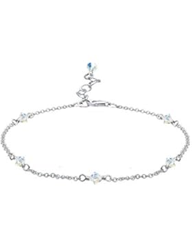 Elli Damen-Fußkettchen 925 Sterling Silber mit Kristallen von Swarovski Fußschmuck Länge 25cm 0707851312_25