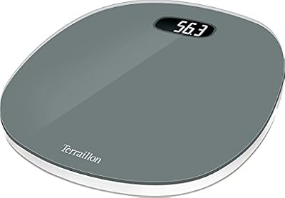 Terraillon Pèse Personne Électronique, Marche/Arrêt Automatique, Grand Écran LCD Rétroéclairé, 160kg, Pop Up, Gris