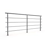 Kit complet garde-corps'Prêt-à-monter' Sogem Rondo RAL 7037 100% Aluminium - Kit Secundo 100 cm