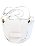 made in italy AmbraModa Kleine Ledertasche, Umhängetasche, Schultertasche, Discotasche (Weiß)
