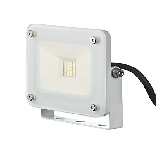 10 W LED Fluter weiß kompakt Flutlicht Außenstrahler Außenleuchte weißes Gehäuse 230V slim 1254 - 2