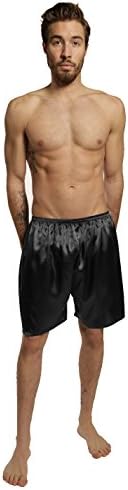 SILK MODA Mens Silk Boxer Shorts Underwear/Lounge Shorts M Black