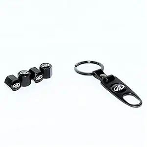 Careflection Premium Car Tyre Valve Cap Air Cap Car Tyre Valve Stem Cap Air Covers with Keychain Compatible for All Mahindra Cars