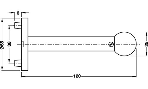 FSB Wandtürpuffer (Türstopper) Aluminium silberfarben 120 mm lang zum Schrauben, Modell 3895 - 2