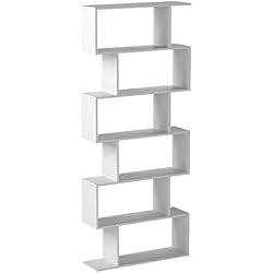 Amantine Étagère Style Échelle Bibliothèque Rangement Livre Fleur 6 Étagères pour Salle de Bain, Salon, Jardin, Taille: 80 * 23 * 192cm, Poids: 24kg (Blanc)