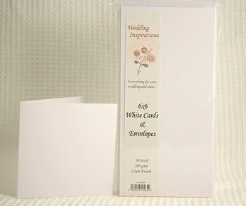 Insipiration White Linen 150mm Square Bumper Pack of 50 Cards and Envelopes