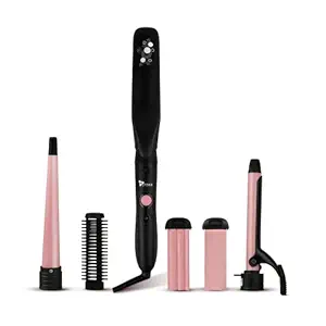 SYSKA HS5000K Hair Straightener with 5-IN -1 Multi-Styling Kit -(Black & Pink)