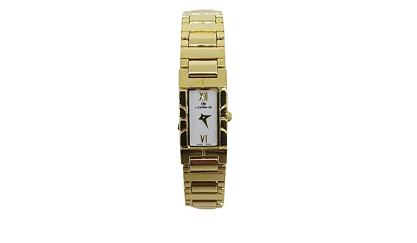 Orologio donna Lorenz 21986AP cassa quadrata bracciale acciaio placcato oro  quadrante bianco : Amazon.it: Moda