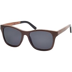 Iwood Madera laminada Negro sandalia de las gafas de sol de madera lente polarizada gris