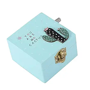 Mechanical Music Box Hand Crank Music Box, Music Box, for Christmas Present Thanksgiving Gift Blue Wooden Box