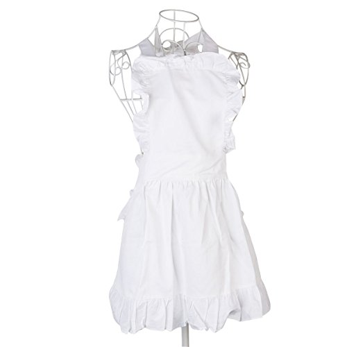 Tinksky Niedliche Schürzen für Mädchen Jahrgang Kellnerin Schürze Frauen kochen Schürze (weiß) - 3