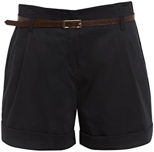 Miss SkinnyNew Womens Black Stone Ladies Belted HIGH-Waisted Shorts HOT Pants Size 8-20