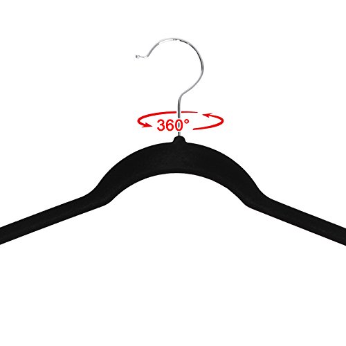 Songmics 20 Stück Samt Kleiderbügel mit rutschfeste Oberfläche dünn, für Kleid/Damen/Strap Tops, Schwarz CRF20L - 4