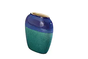 Caffeine Ceramic Handmade Green and Blue Studio vase -(Set of 1)