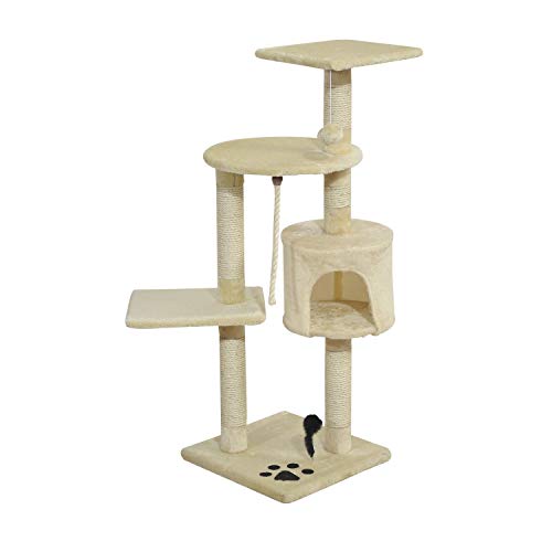 Rascador Gato Altura 112cm Arbol Poste para Arañar Centro de Juegos Gatos