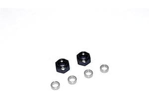 GPM Tamiya DT-03 Upgrade Parts Aluminium Front Wheel Hex Adapter With Bearing - 2Pcs Set Black
