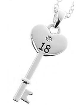 Equilibrium - Halskett mit Anhänger versilbert Schlüssel-Motiv 18. Geburtstaag (54410)