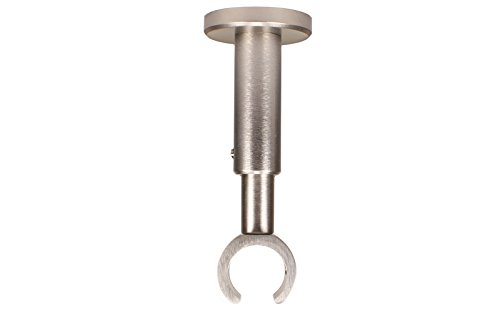 Deckenträger für Gardinenstangen mit 20 mm Durchmesser in Edelstahloptik – variabler Deckenabstand - 2