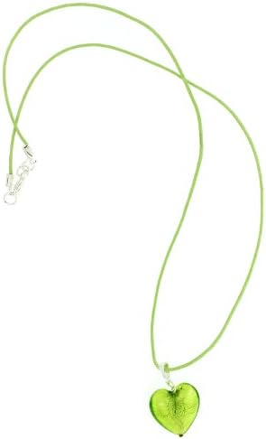 Lime Heart Pendant on Lime Cord Chain of Length 46 cm