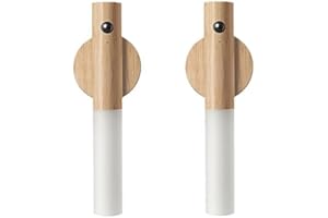 Cornesty 2 Pièces Veilleuse à Capteur de Mouvement LED Lumière de Capteur de Bâton de Bois USB Rechargeable Smart Light Lampe Veilleuse pour Escalier, Salle de Bain, Couloir, Garde-robe (Bois Clair)