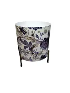 TNZ Creations Metal Meena Pot with Stand | Multicolour Design, Flower Pot for Home Decor | Table Top Flower Pot | Best for Indoor Plantation.