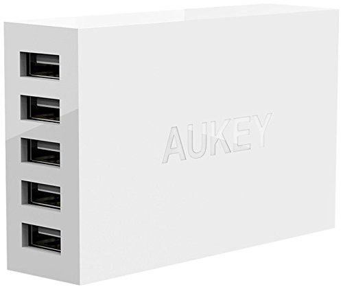 Aukey 40W / 8A 5 Ports USB Desktop Charging Station Wall Charger with AlPower Tech for Apple, Android and other USB Powered Mobile Devices (White) RS.1199 (70.00% Off) - Amazon