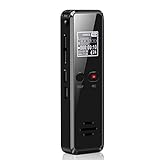 【Más profesional y práctico】Formato MP3 / WAV; 8 GB de memoria; Hasta 569 horas de reproducción; Grabación 3D omnidireccional de 360   °; Alta calidad de audio a 1536 kbps; Grabaciones divididas a intervalos; Función de activación por voz AVR, 7 niveles de sensibilidad; Repetición A-B, avance rápido y rebobinado; Micrófono para reducción de ruido; Gestión de archivos por fecha y hora; Contraseña privada; 28 idiomas seleccionables; Graba y guarda con un botón; Grabadora de voz digital inteligente