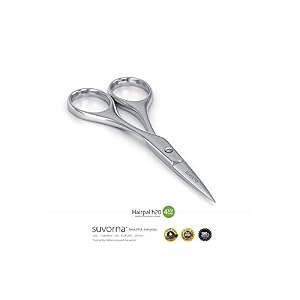 Suvorna 4.5" Beard Scissors, Mustache Scissors, Nose, Eyebrow & Ear Hair Scissors - Facial Hair & Grooming Scissors - Professional Moustache & Beard Trimming Scissors for Men - Precise Cut Compact Scissors - Image 2