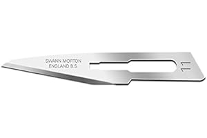 Swann-Morton - Cuchillas de acero al carbono, desechables, estériles, tamaño No. 11, 100 hojas empaquetadas individualmente en papel de aluminio.