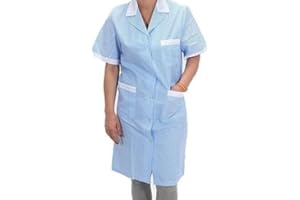 EGIDIO Camice da Lavoro Donna Mezza Manica 100% Cotone & 65% cotone - 35% poliestere – Traspirante e Resistente – Casacca Professionale per Pulizie Domestica Cameriera Operaia – Comoda e Pratica