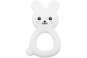 ILEYLUY Easter Teething Toys for Babies - 2 Pack Bunny & Egg Carrot Silicone Teethers Set, BPA-Free Chewable Gift Set, Soothing Shower Gifts for 0-24 Months (Bunny-White)