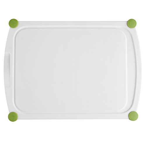 Emsa 514453 Schneidebrett, Saftrille, Kunststoff, 35 x 25 cm, Weiß/Grün, Perfect Cut
