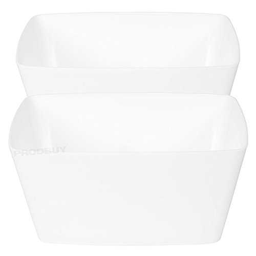 ProdBuy Limited2 x WHITE Rectangular 30cm Plastic Plant Pot Cover Troughs