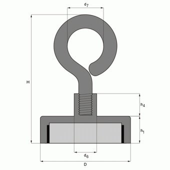 Ösenmagnet Ø 60 mm NEODYM – Zink – hält 110 kg - 5