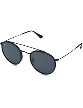 Ray-Ban Runde Doppelbrücke Sonnenbrille in schwarz RB3647N 002/R5 51